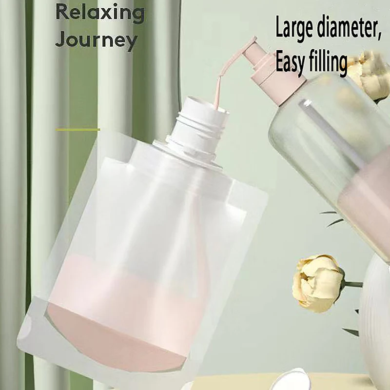 Transparent Clamshell Packaging Bag Plastic Stand Up Spout Pouch Portable Travel Fluid Makeup Packing Bag For Lotion Shampoo