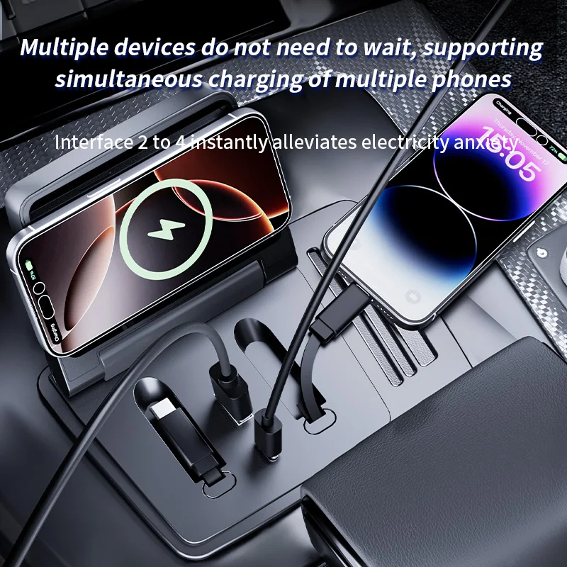 2021-2024 Voor Audi Q5 Auto Fast Charger Docking Station 130W Sigarettenaansteker Splitter Usb Converter