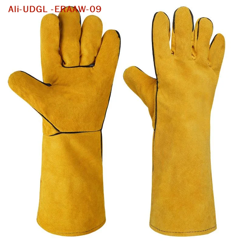 Safety Assured with 40cm Insulated Leather Welding Gloves, Resistant to Heat and Cuts