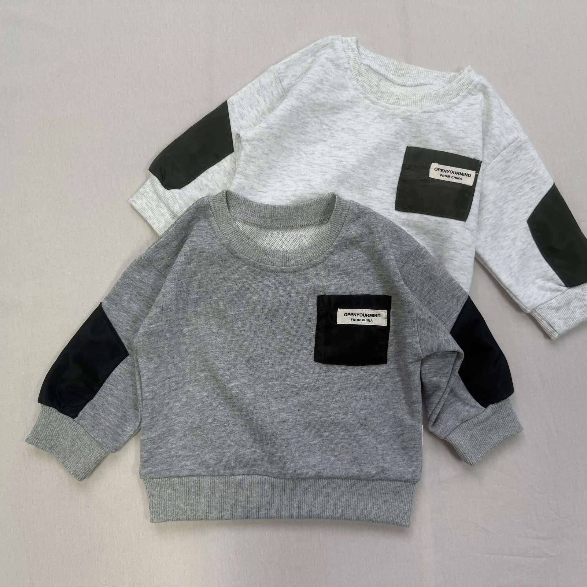 

2025 Autumn New Children Sweatshirt Cotton Boys Patch Pullover Kids Long Sleeve Casual Sweatshirts Baby Girls Loose Tops