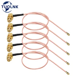 RP-SMA to U.FL Coax Cable UFL IPX  to RP SMA Female Right Angle Pigtail Coaxial Low Loss Cable Antenna Cable 5PCS