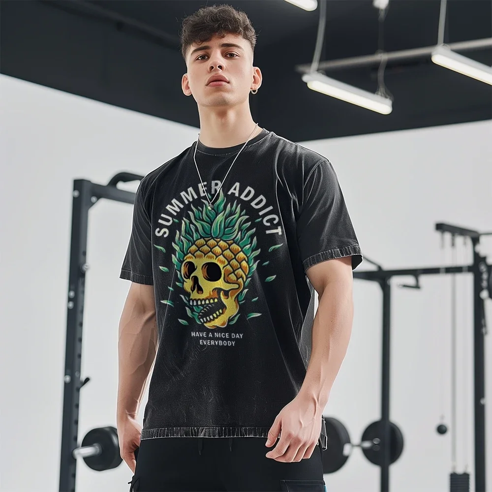 Hip Hop Streetwear Men's T-Shirt Oversized Short Sleeve Shadow Graphic Print Y2k Tops T-Shirt Clothing 100% Cotton image 2