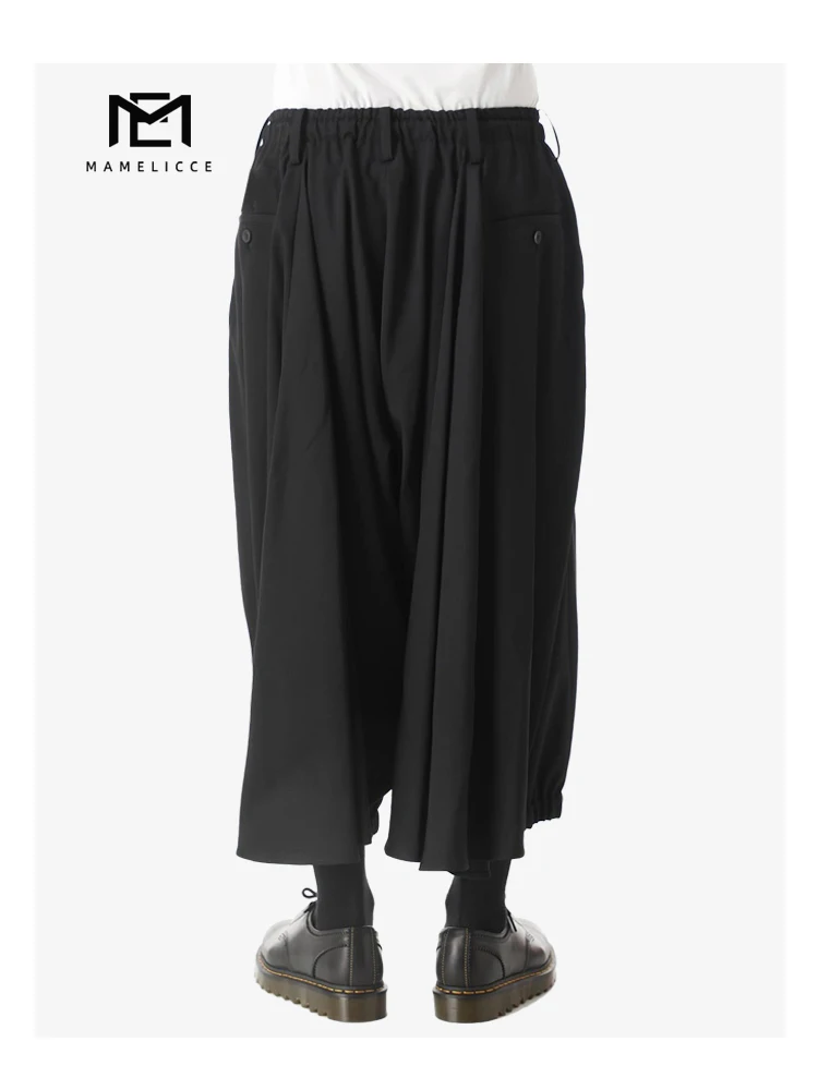 MAMELICCE harem pants men Pleated pants korean popular clothes baggy pants Slacks Wide pants japanese pants skirt for men