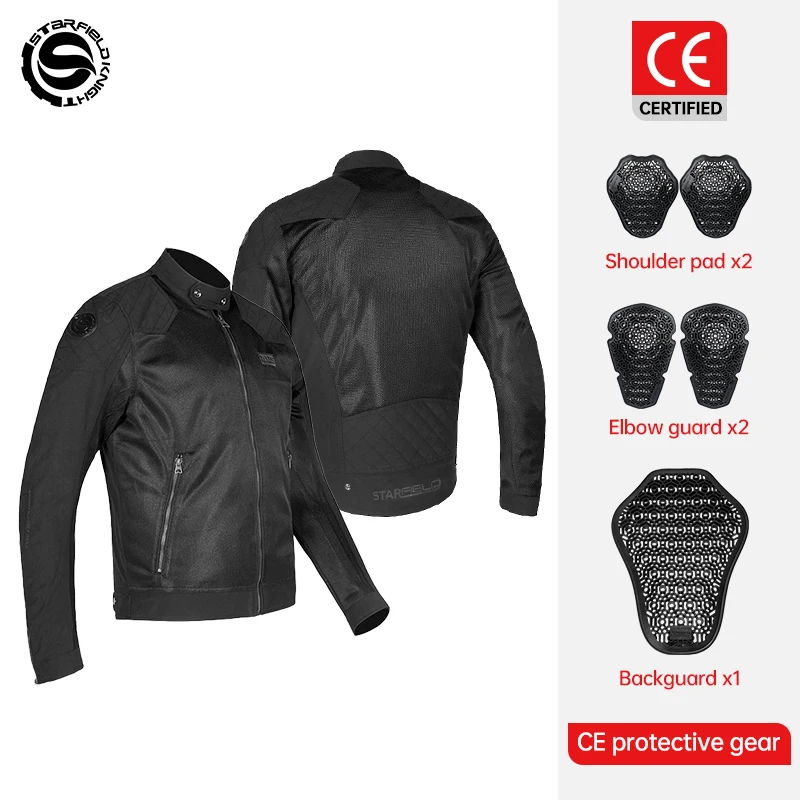 

Черная мотоциклетная куртка Star Field Knight, одежда для верховой езды, весенне-летняя дышащая сетка с аксессуарами для защитного оборудования CE