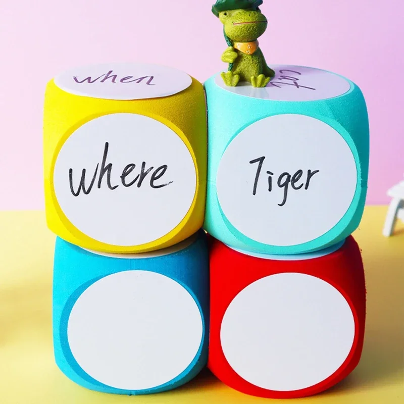 

4x4Inch White Boards Dice Multipurpose Early Education Dice Dry Erase Cube Cube Language Block Write on Wipe Off