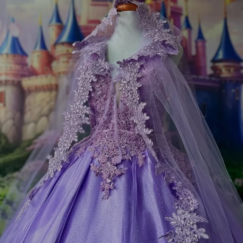 

Customized Shiny Purple Quinceanera Dresses Off the Shoulder Lace ruffle applique Beadwork Long tail Bow Vestido 15 Quinceanera