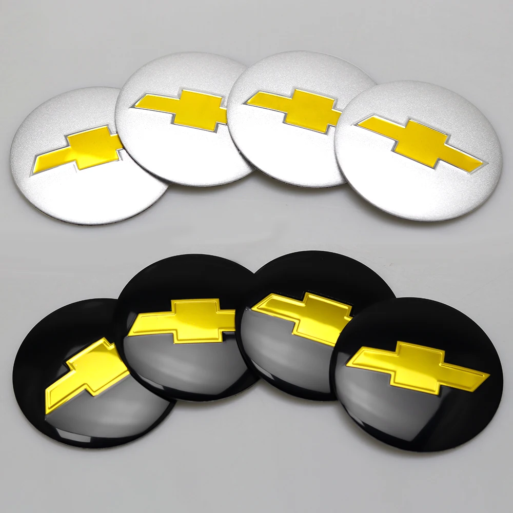 4 Piezas de Tapas de Rueda de 56mm con Emblemas Metálicos Adhesivos para Chevrolet Silverado, Trailblazer, Suburban, Traverse, Corsa, Volt
