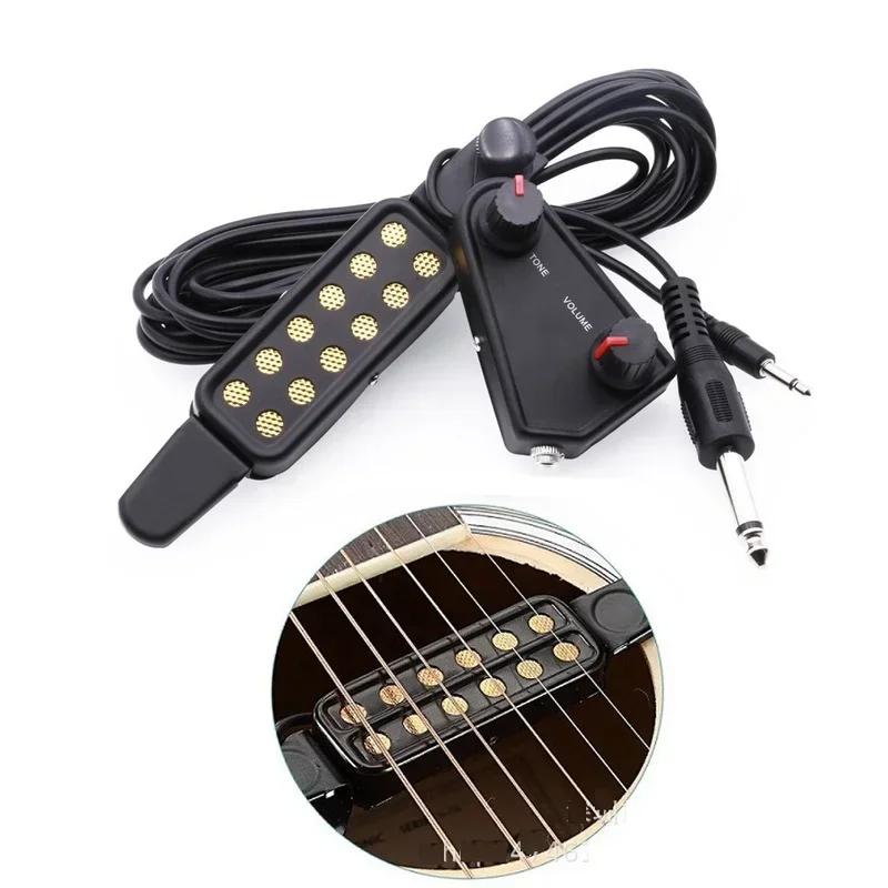 Adjustable Volume Clip-on Sound Microphone Wire 12 Hole Acoustic Electric Guitar Pick Up Amplifier For Large Stage Performances