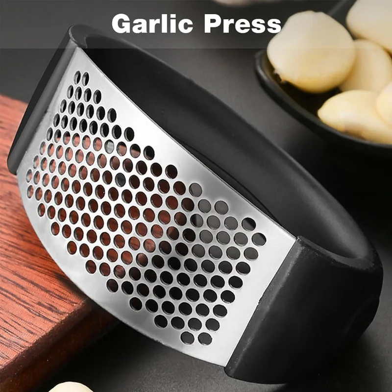 Prensa de ajo de acero inoxidable, picadora Manual para pasta fresca, diseño fácil de apretar, apta para lavavajillas, herramienta de cocina a prueba de herrumbre (Sil