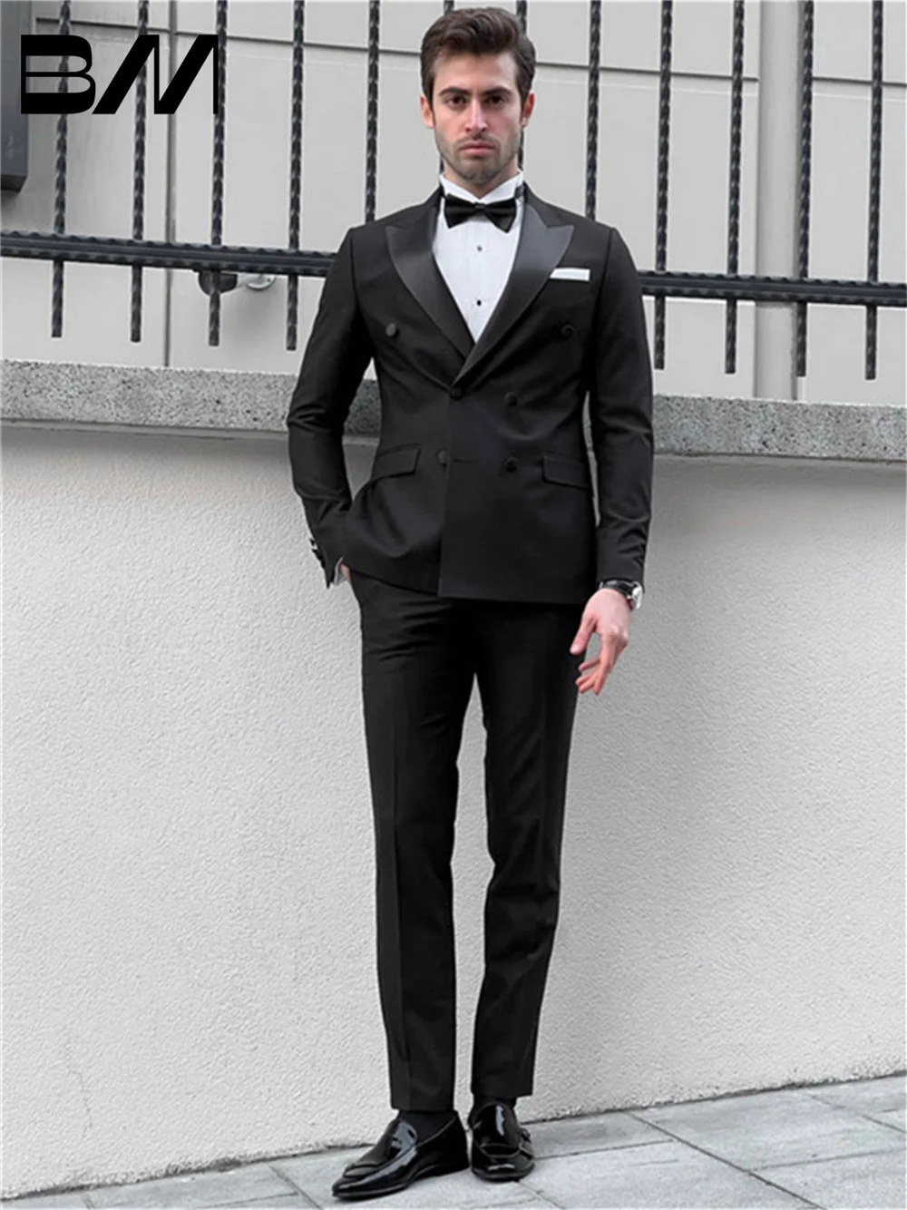 Guapo 2 uds Simple de un solo pecho elegante novio traje de cena de boda para hombre fiesta de graduación chaqueta personalizada pantalones