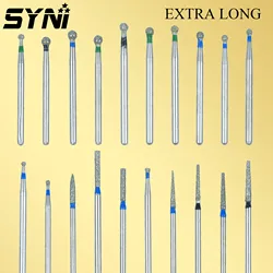 SYNI Dental Diamond Burs Extra Long FG 25mm for High Speed Handpiece Dentist Super Coarse Drill Dental Lab Polishing Tools 1.6mm