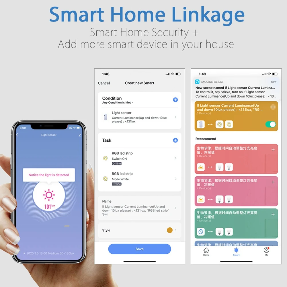 

FFYY-Light Sensor Intelligent Home Illumination Sensor Linkage Control Brightness Sensor Brightness Sensor Illumination Tuya Wif