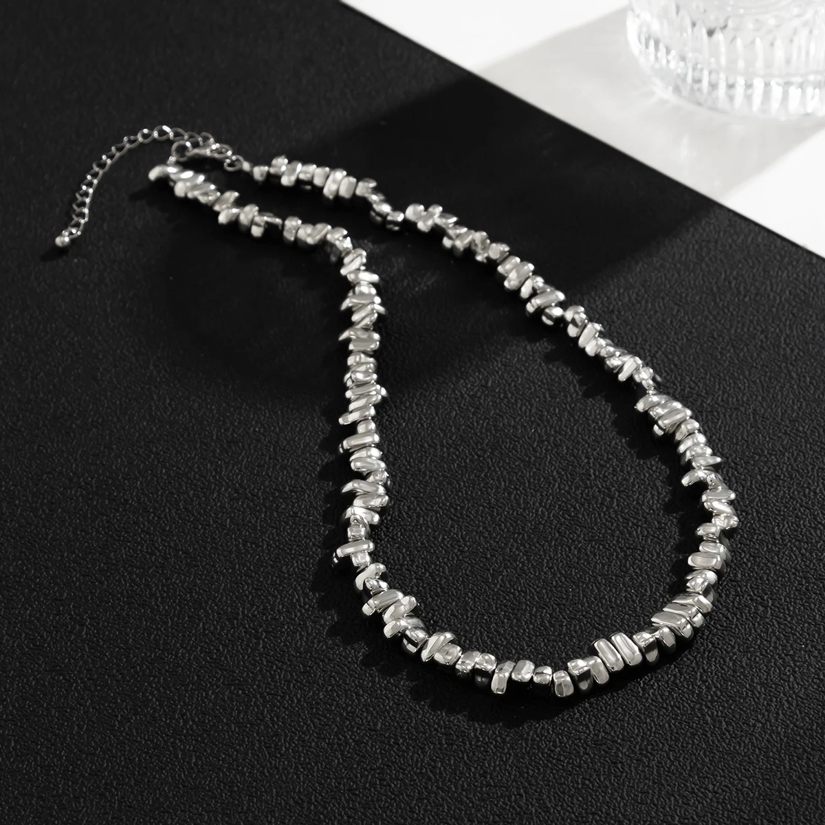 Irregular CCB Beads Chains Short Choker Necklace for Men Trendy Beaded Chains Collar on the Neck 2023 Fashion Jewelry Male Gifts