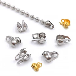50pcs Fitting Stainless Steel Ball Chain Calotte Crimp Beads Connectors End Clasp DIY Bracelet Necklace Making