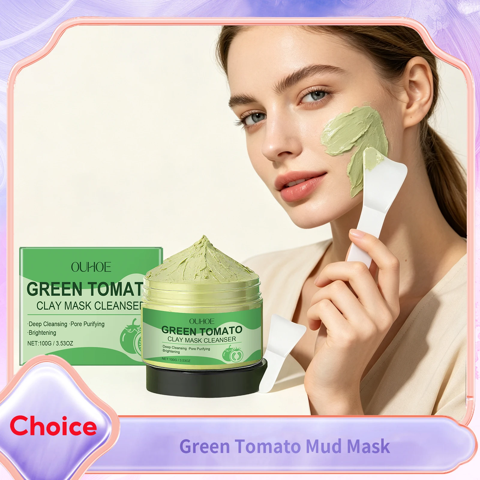 Green Tomato Mud Mask Deep Cleansing Blackhead Purifying Pore Oil Control Balance Remove Pimple Refreshing Facial Clay Cleanser