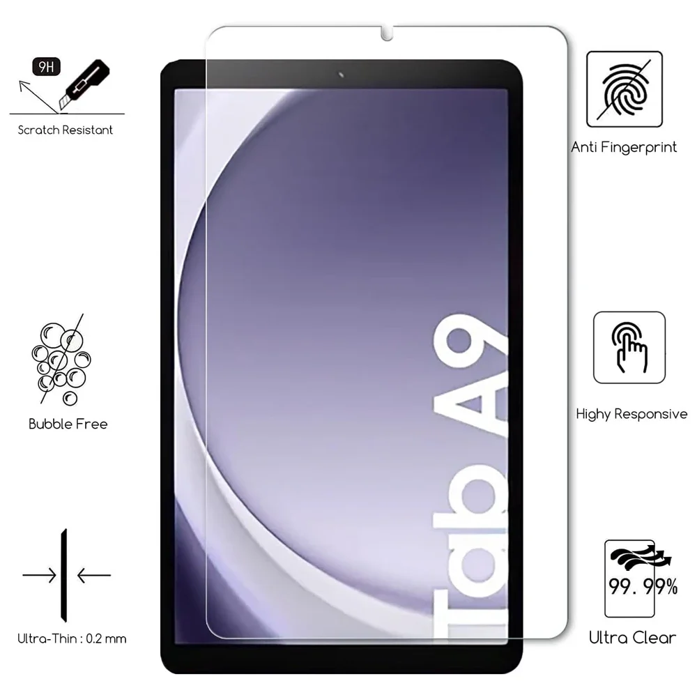 2PCS Tempered Glass Screen Protector For Samsung Galaxy Tab A9 8.7 2023 SM-X110 SM-X115 X110 X115 X117 Tablet Accessories Film