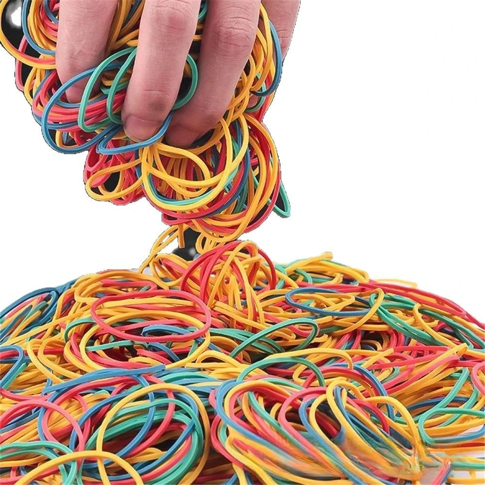 100 sztuk kolorowych małych gumek recepturkowych, elastyczne gumki rozciągliwe, odpowiednie do rachunków, artykułów biurowych, pakowane w mieszane kolory.