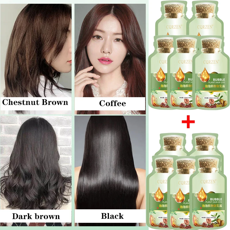 

Pure Natural Herbal Hair Dye Shampoo Change Hair Color Cover Gray Hair White Hair Treatment Bubble Plant Hair Dye Hair Care