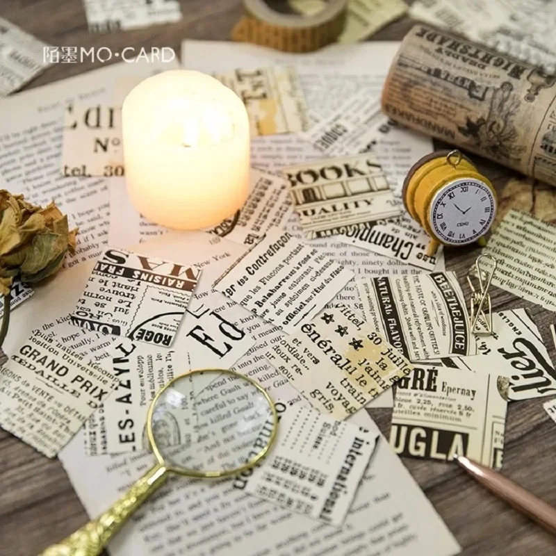 45Pcs/Set Creative Old Newspaper Paper Sticker Decoration DIY Handmade Arts Craft Sticker Christmas gift