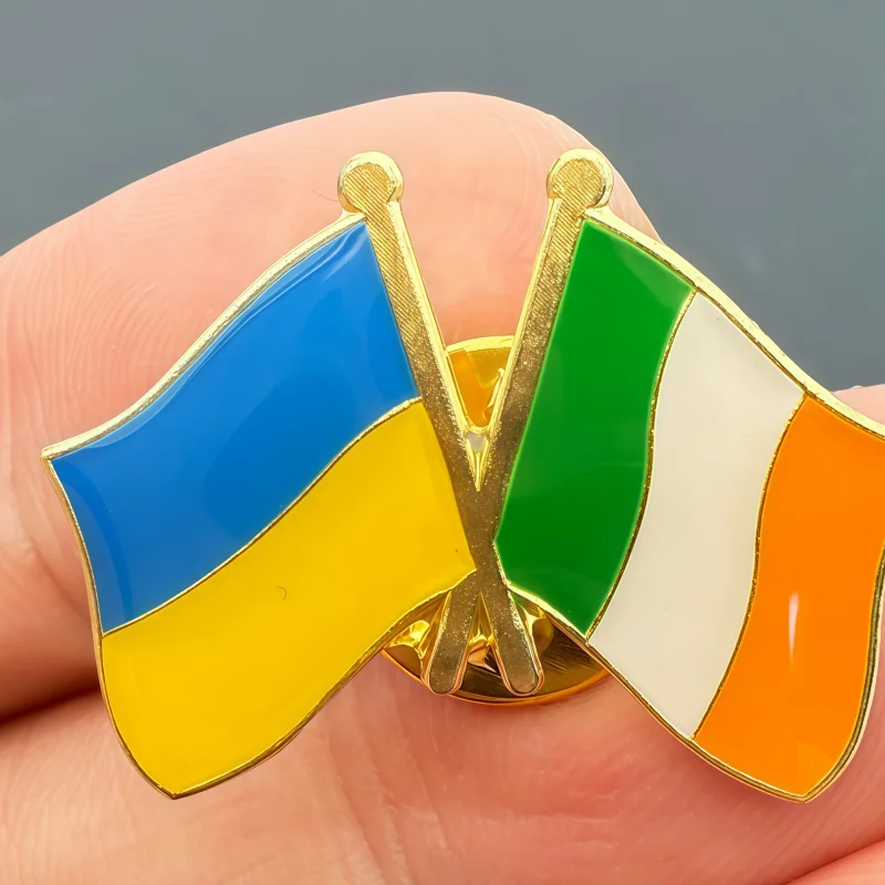 Ukraine Ireland Flag Metal Soft Enamel Lapel Badge Pins Brooches