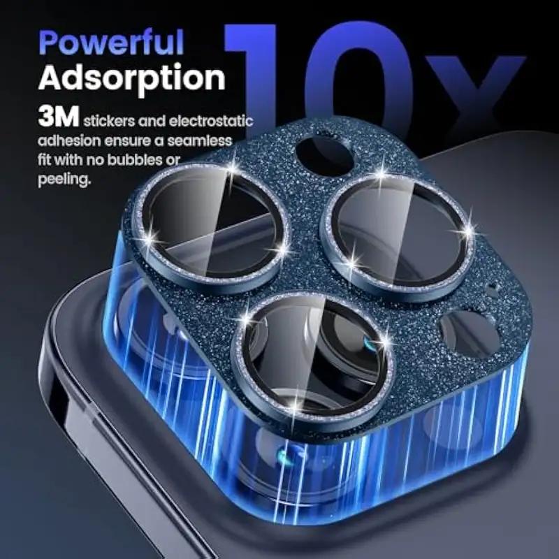 Bling Metal 9H Tempered Glass Camera Protector for iPhone 15 Pro Max Plus 14 Glitter Alloy Shield Lens Rings Cap Full Cover Film - Image 5