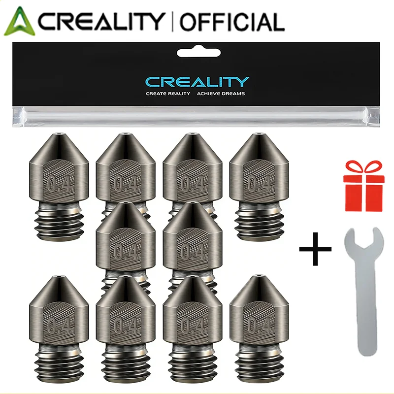 Creality Offcial Hardened Steel MK8 Nozzle 0.4mm Ender 3 Nozzle for Ender3 Pro/Ender 3 V2/Ender 5/CR-10 Series 3D Printer Nozzle