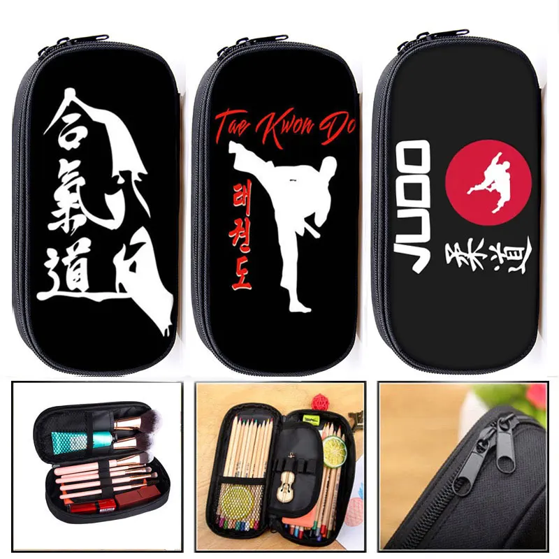 Cool Martial Art Judo Taekwondo Karate  Cosmetic Cases Pencil Holder Children School Supplies Case Kids Aikido Make Up Bag