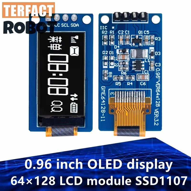 1~10PCS TERFACT ROBOT 0.96 inch OLED display 64×128 LCD module SSD1107 LCD 0.96 