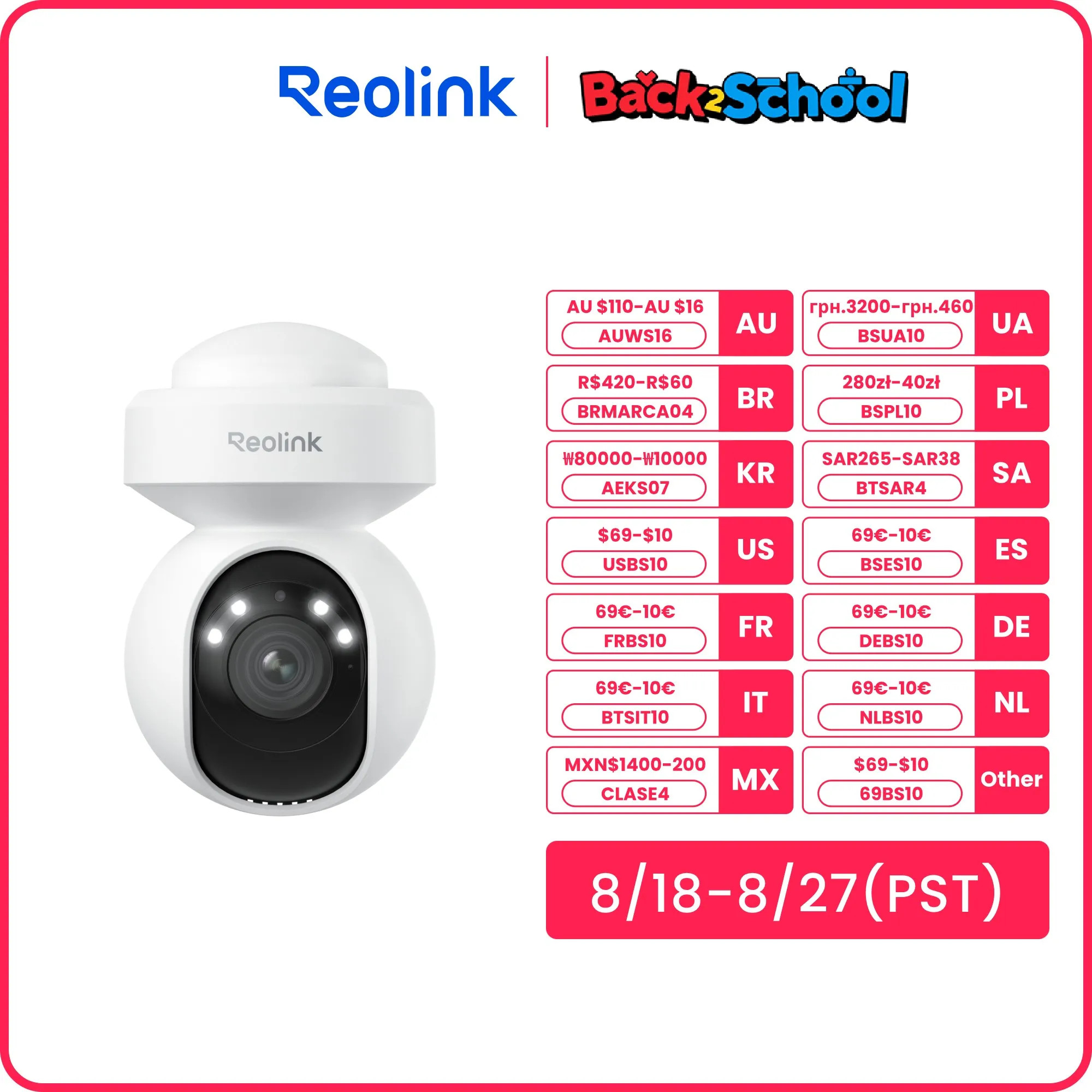 

Reolink E1 Series Открытая 8-мегапиксельная Wi-Fi камера 4K PTZ PoE камера безопасности Smart AI Обнаружение человека Автоматическое отслеживание Камера наблюдения