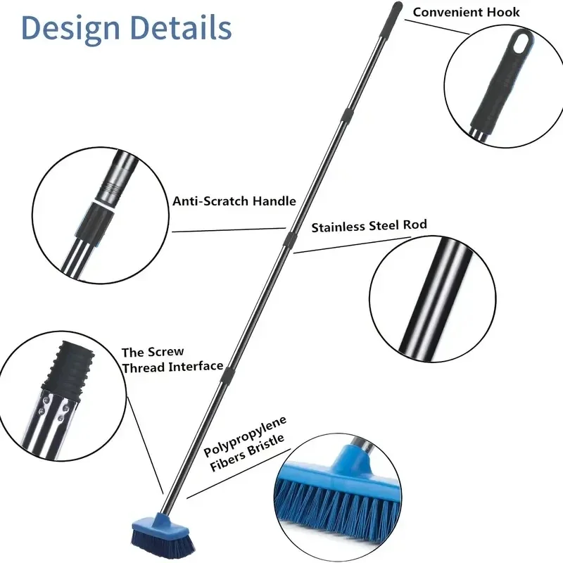 Long Handle Floor Scrub Brushes for Cleaning Shower, Stiff Bristle Scrubbing Brush,Floor Scrubber Brush for Bathroom,Tile Floors