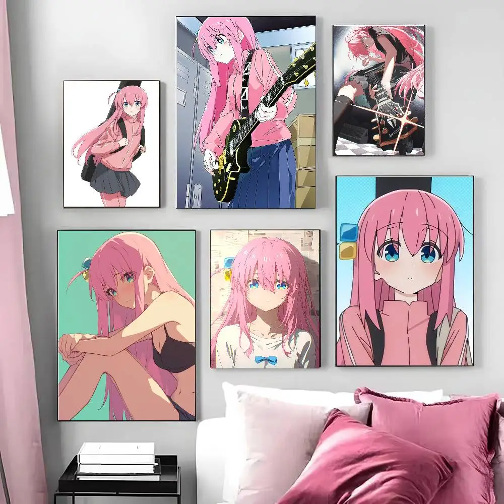 Hitori Bocchi Anime Bocchi The Rock Poster Art Sticky Wall Waterproof Home Living Room Bedroom Bar Aesthetic Decoration
