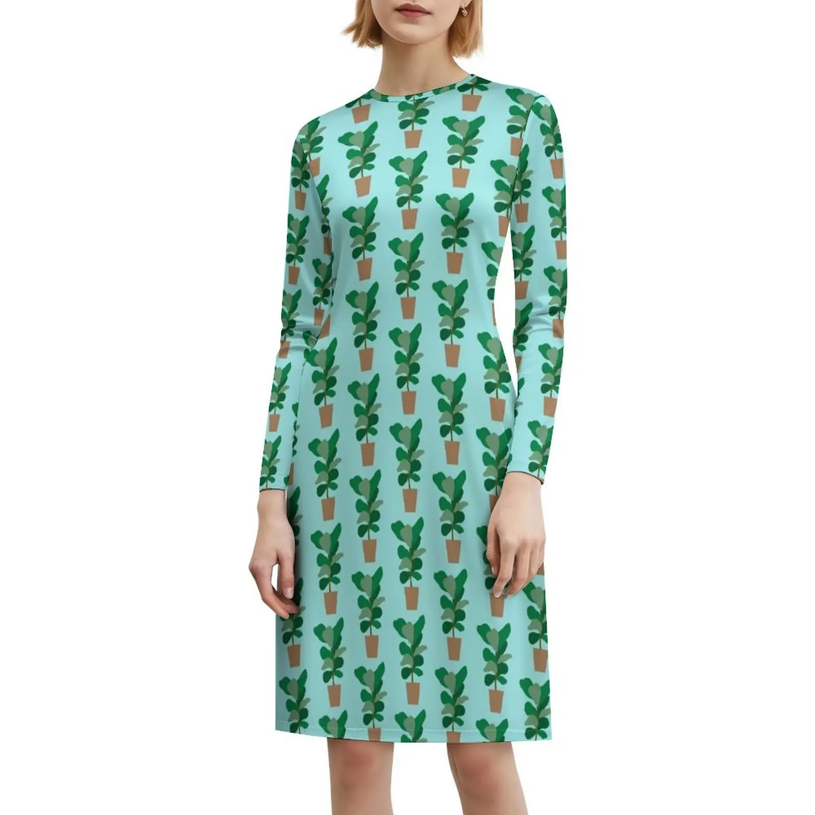 كمان ورقة التين (الفيكوس ليراتا) المرأة الهيب هوب الشارع الشهير فستان جرافيك طباعة ملابس للنادي كمان ورقة التين اللبخ وعاء النبات #6