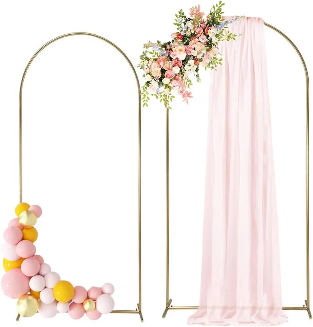 

Gold Arch Backdrop Stand for Party Metal Balloon Arch Stand Wedding Backdrop Stand for Ceremony Birthday Decoration(6.6FT 6FT)