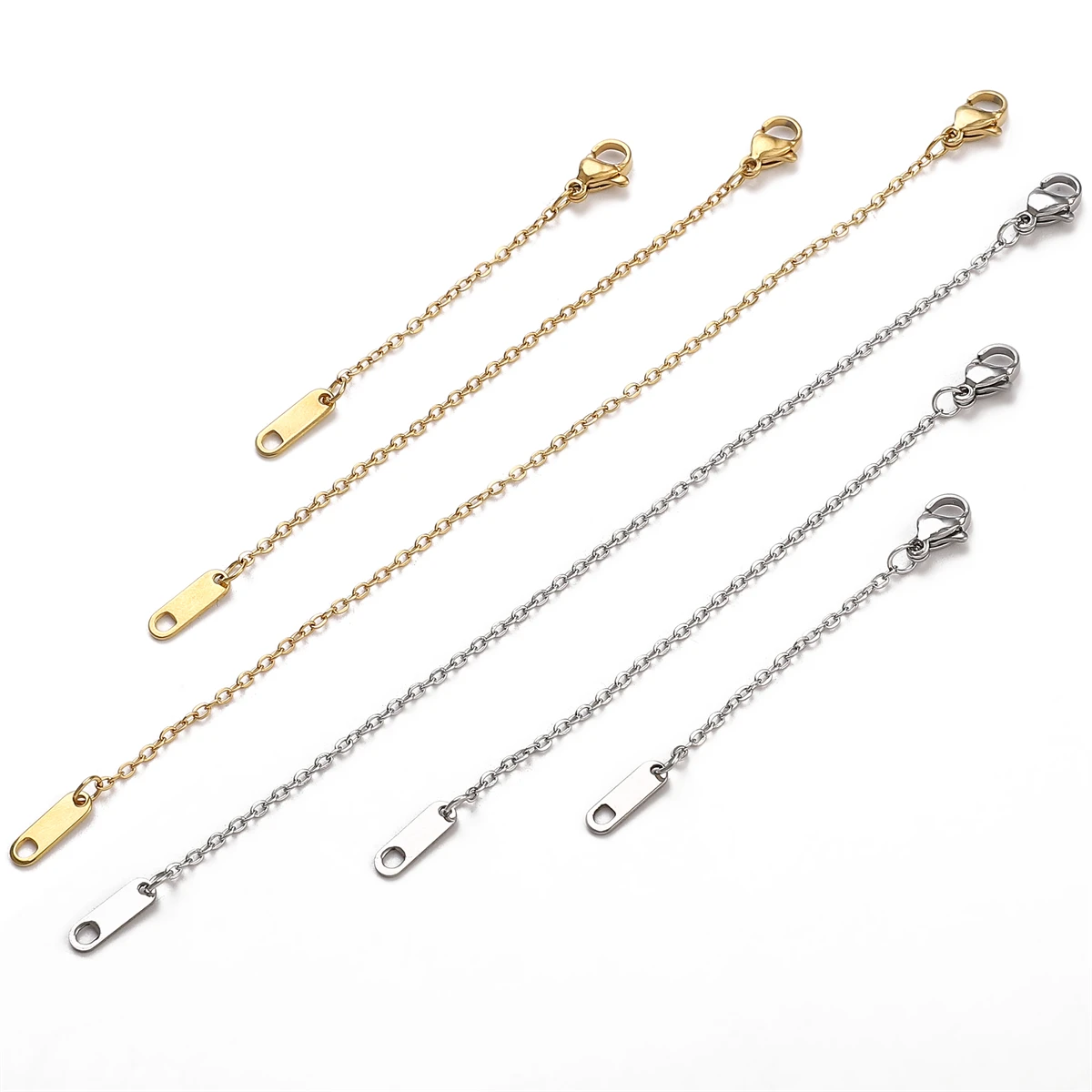 

6/10/15cm Stainless Steel Extension Chains Tail Chain Connectors Lobster Clasps For Jewelry Making DIY Necklace Bracelet