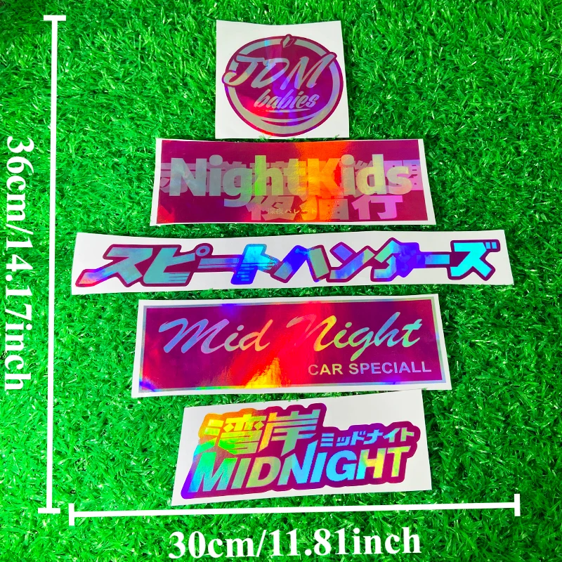 Laserowe różowe naklejki samochodowe JDM wodoodporne na Auto okno tylna szyba naklejki winylowe zbiornik paliwa motocykla dekoracja skutera