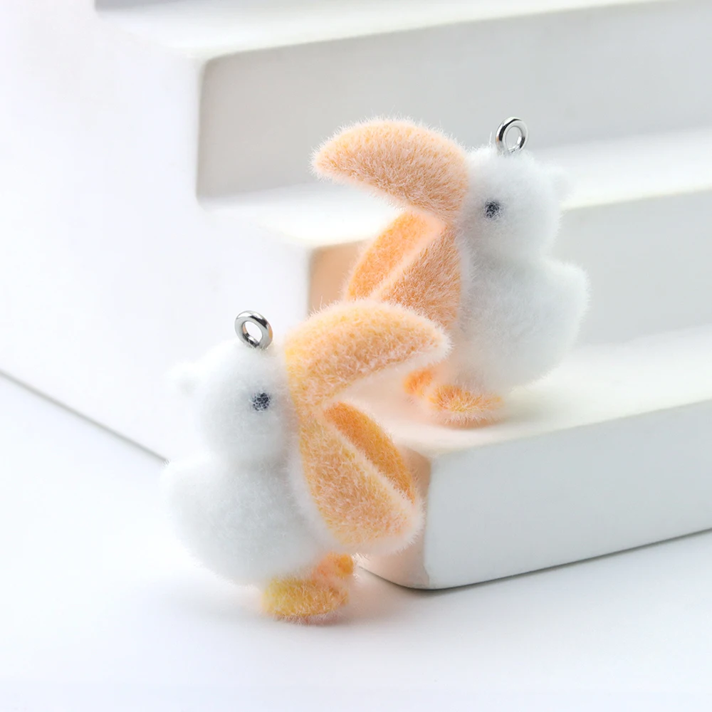 10pcs 3D Resin Flocking Pelicans Charms Cartoon Cute Animal Pendant for Necklace Earring Keychain Making DIY Jewelry Accessories