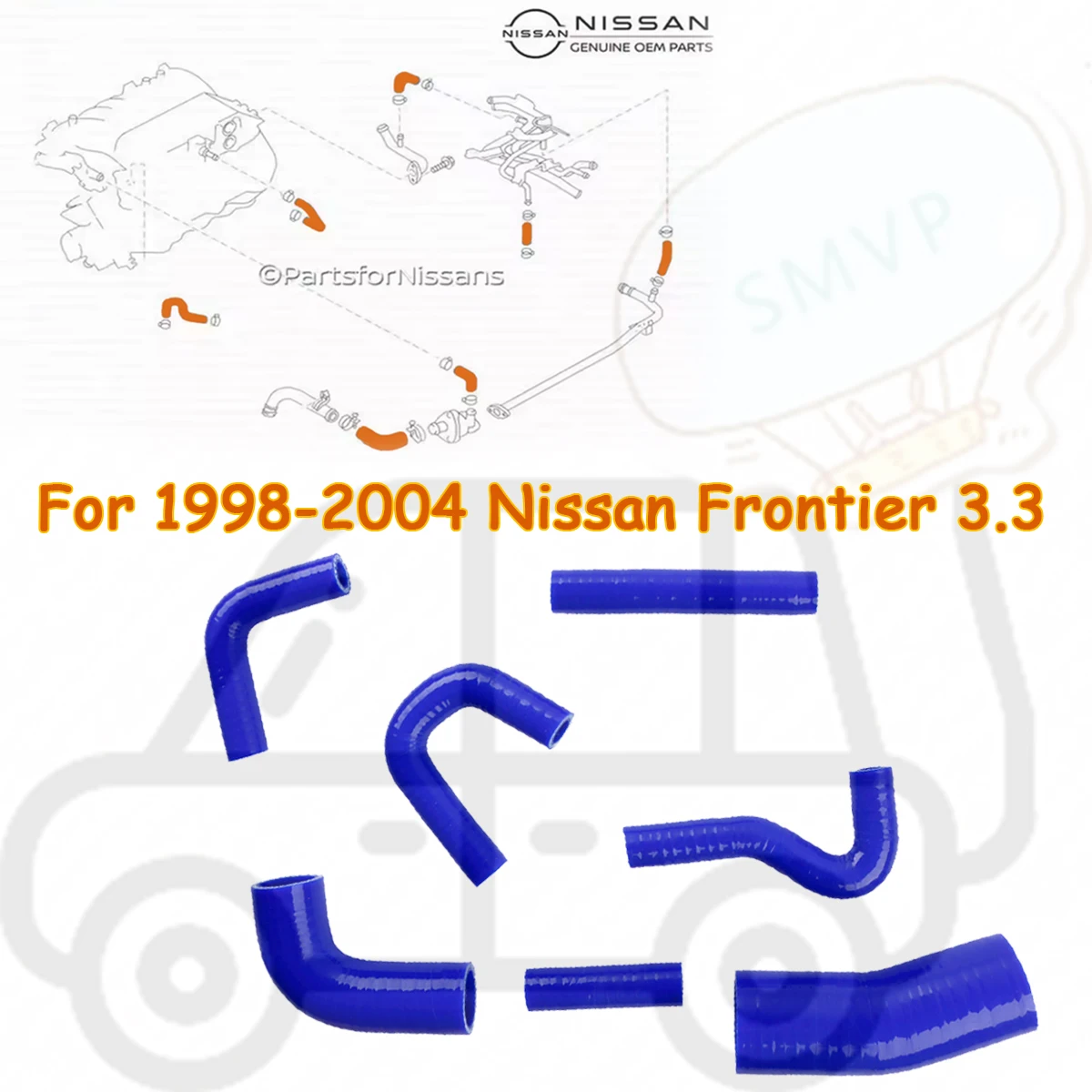 

7PCS For 1999-2004 NISSAN FRONTIER XTERRA 3.3L Car Auto Tools Silicone Radiator Hose Kit Coolant Throttle Body Pipe Tube 3PLY