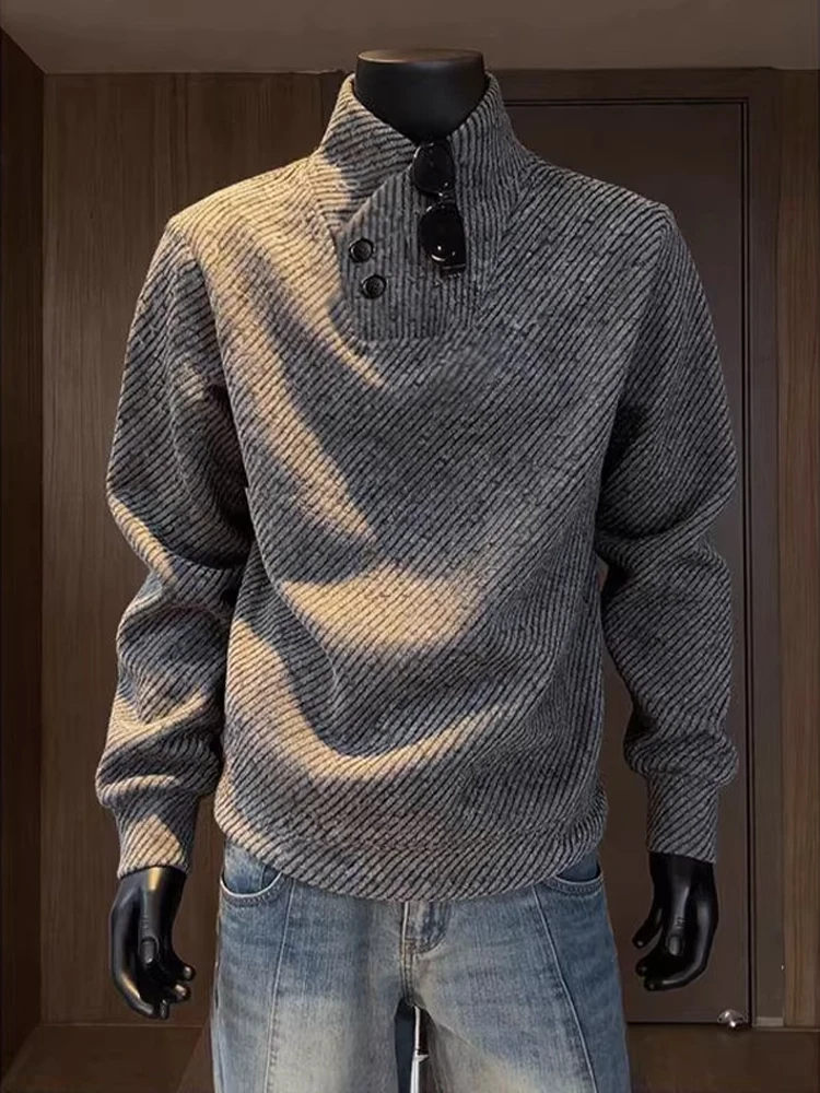 

Men's Hoodie Sweatirt Stand Collar Inner Wear Base irt Heavyweight Design Spring Faion Casual Loose Fit Fce Lined