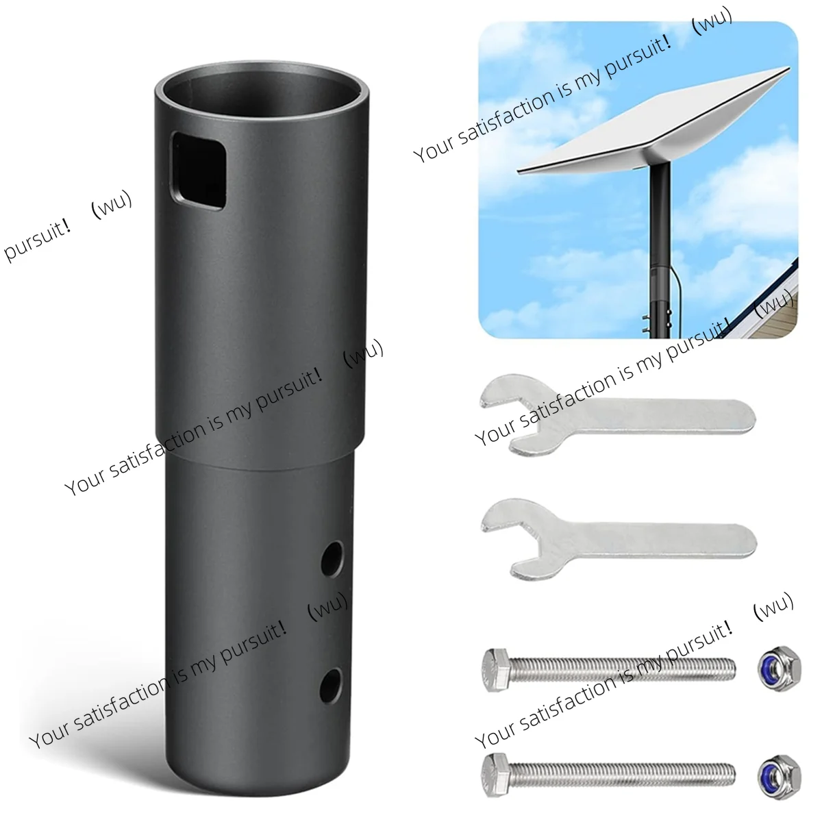 For Starlink Dish V2 Antenna Mast Pole Satellite Mast Without U Clamp Pole Mount,Pipe Adapter Aluminum Alloy Mount