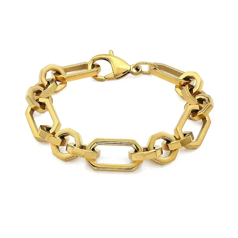 316L Stainless Steel Charms Bracelets Gift Fashion Square and Hexagon Bracelet Jewelry Chain Pulsera acero Inoxidable Gifts