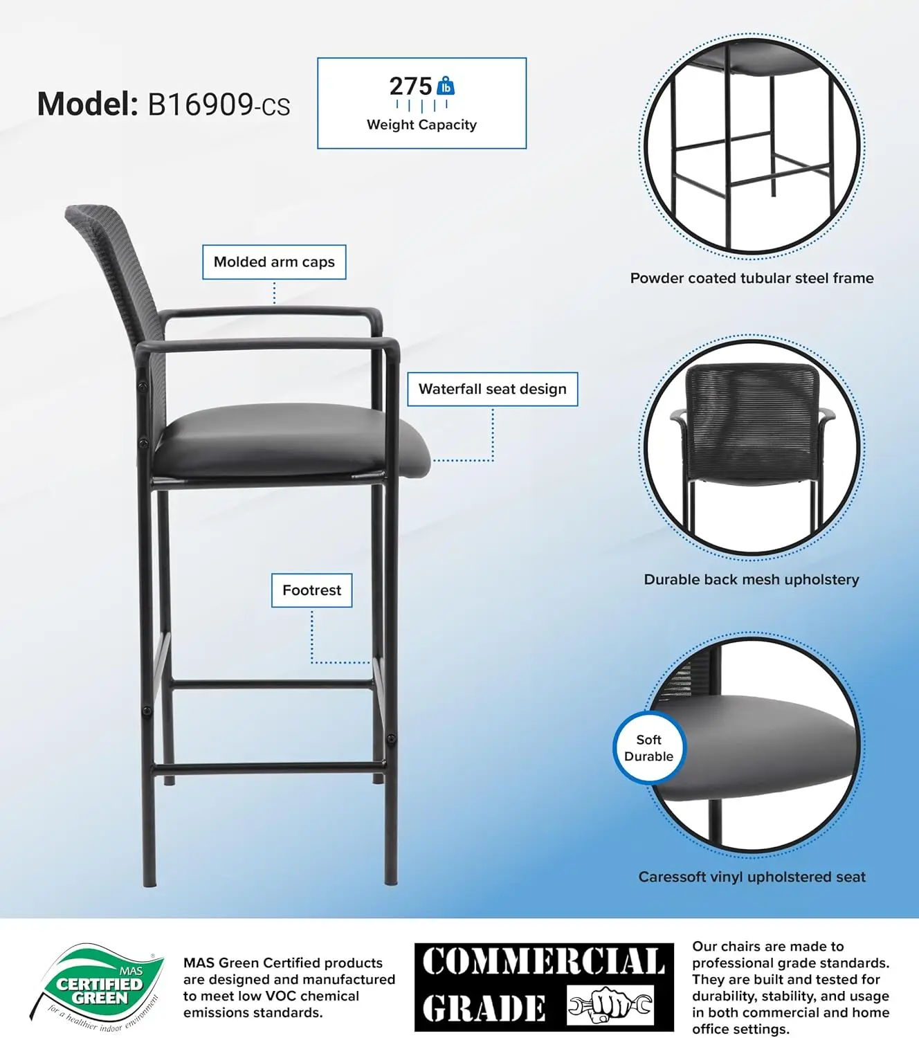 Современный сетчатый стул-стойка, черный