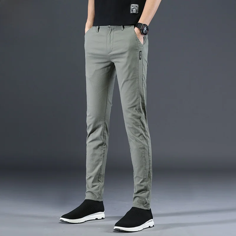 

Men's Casual Straight Leg Pants Summer Thin Elastic Trousers Faionable Slim Fit Summer Apparel Versatile Long Pants for Men