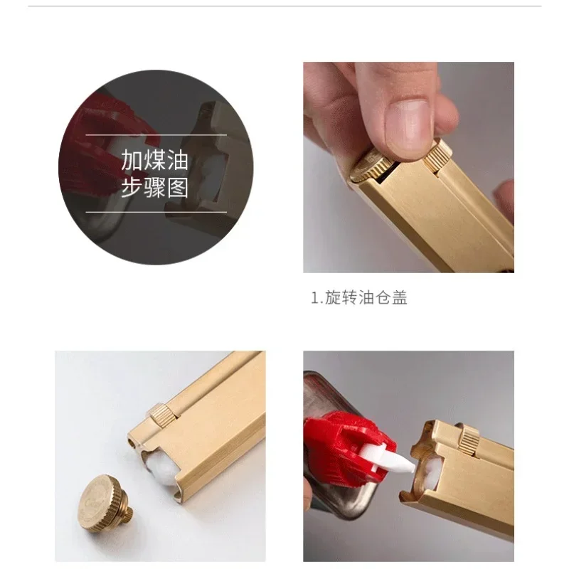 CHIEF Brass Kerosene Lighter Vintage Veteran Heavy Duty Slot Cigarette Accessory Smoking Gift for Men Classic Collection Lighter