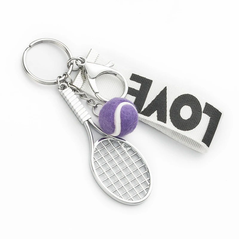 Cute Sport Mini Tennis Racket Pendant Keychain Badminton Keyring Key Chain Ring Finder Holer Accessories Gifts for Teenager Fan