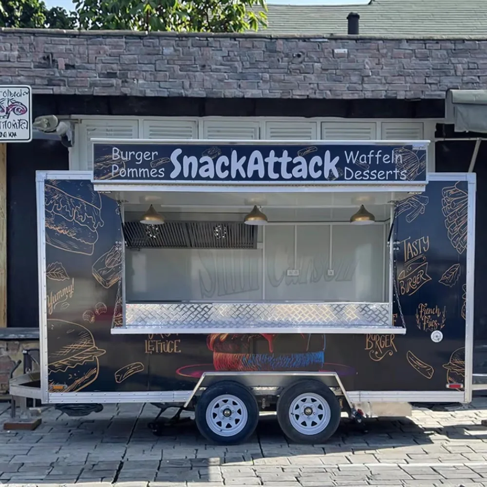 Fully Equipped Mobile Food Truck Trailer Multifunction Fast Food Machine For Street Vending Business