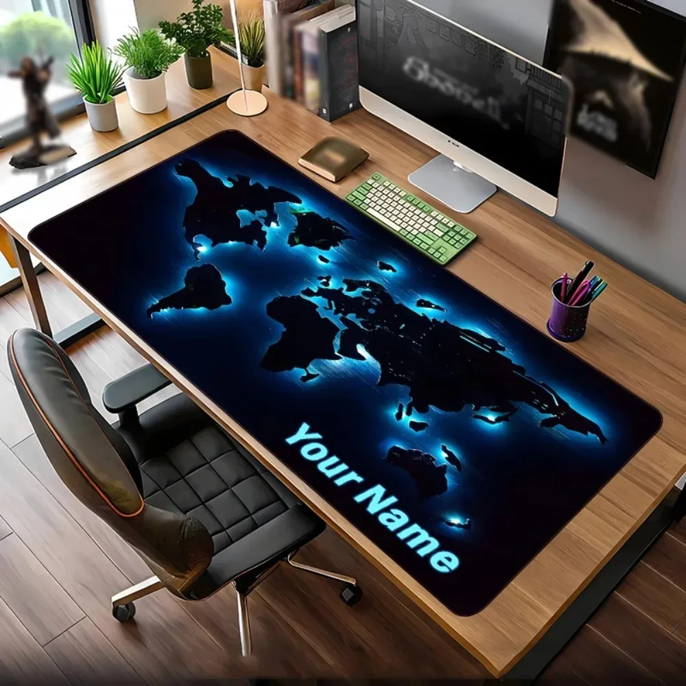 CIFbuy Multi‑Sizes World Map Personalized Mouse Pad, Custom Name Anti‑Slip Rubber for Daily Gaming Office Use