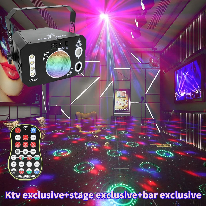 Disco Party Light LED DJ Stage Laser Projector Remote Voice Controlled Red Green Blue Strobe Lights Holiday Christmas Club Decor