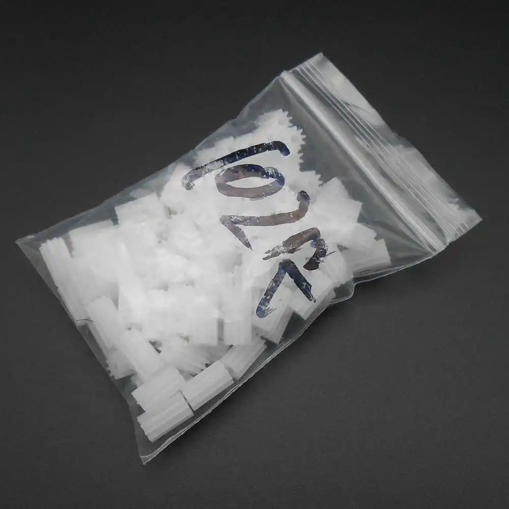 100Pcs 102AL White Extended Lengthen 0.5 Modulus Plastic Spur Gear 0.5M 10 Teeth (10T) 6MM Diameter 10MM Height 1.95mm Aperture