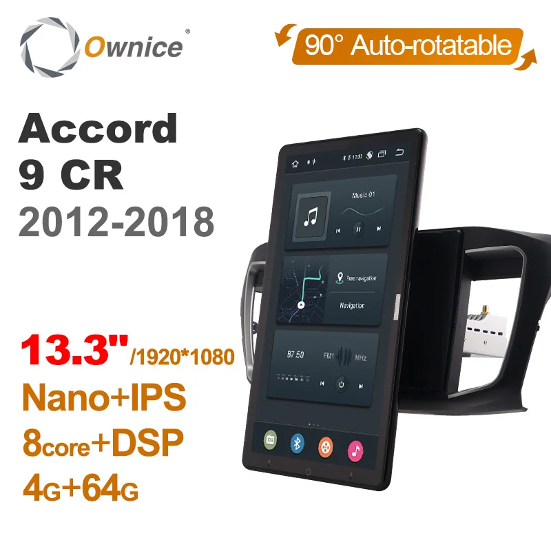 

Rotatable 1920*1080 13.3" Ownice Android 12.0 Car Multimedia for Honda Accord 9 CR 2012-2018 Auto Radio Audio 4G LTE 360 Optical