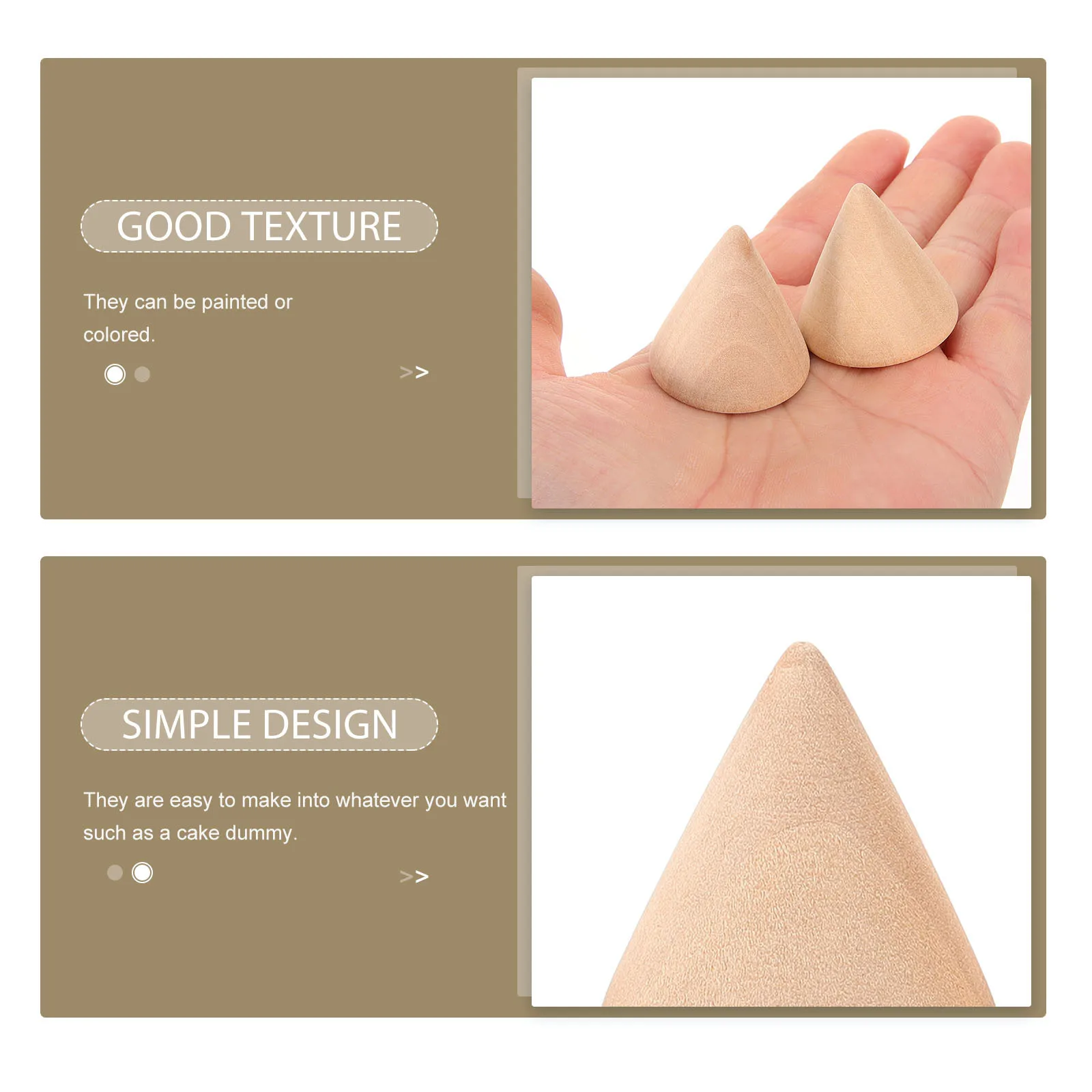 

10Pcs 2.5x5cm DIY Cone Unpainted Wooden Craft Accessories Coffee Easy Paint Decorate All Ages Jewelry Display DIY Cone